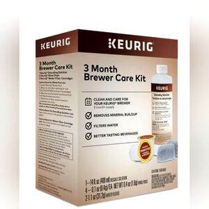Keurig 3 Month Brewer Care Kit & Rear Reservior Water Filter Stater Kit